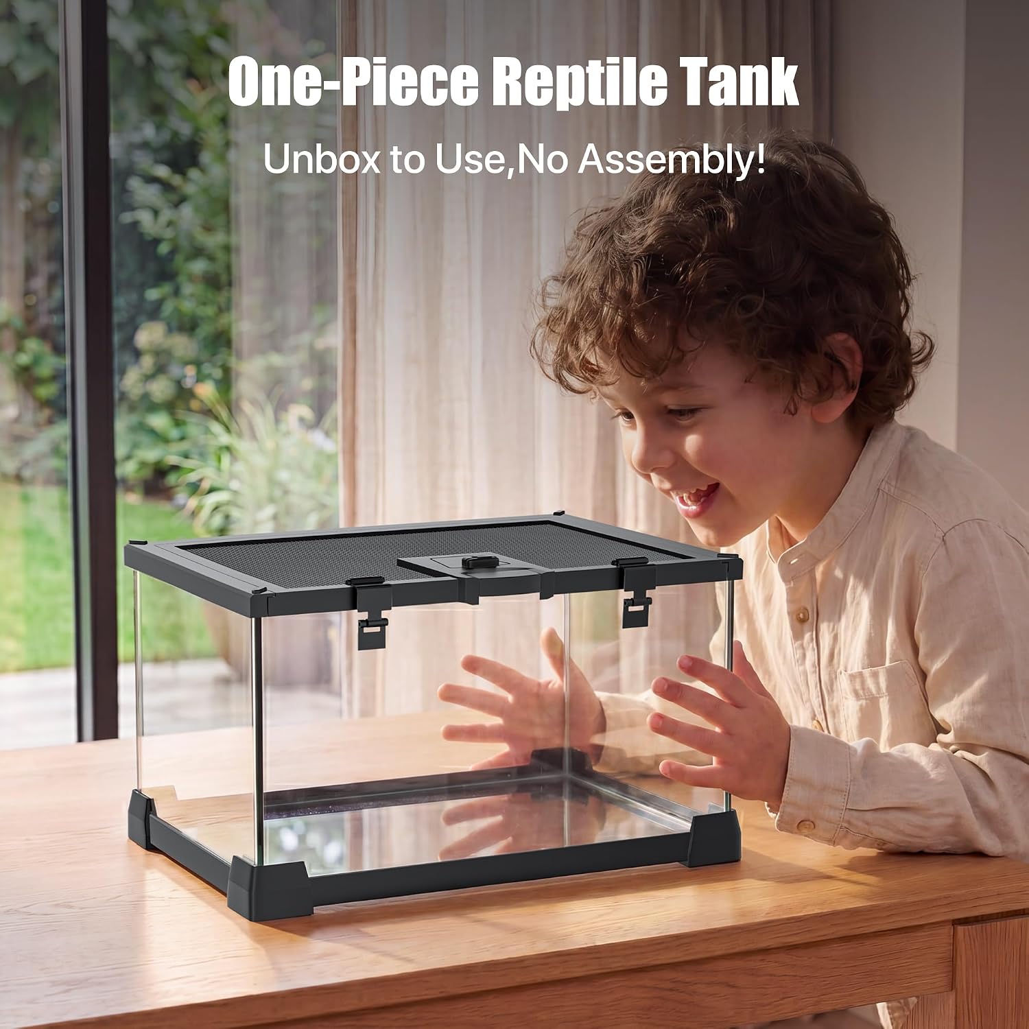 2.5 Gallon Fully Assembled Glass Reptile Enclosure, 12" x 8" x 6" | Small Reptile Terrarium Tank for Tiny Terrestrial Reptiles, Amphibians & Invertebrates thumbnail 9